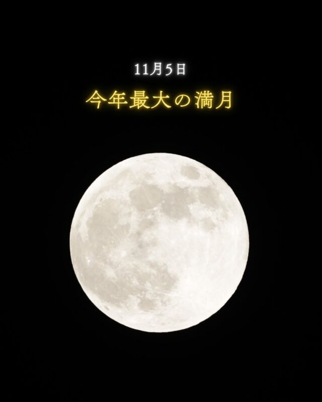 ⏪星の専門店星あそびです🧑🏻‍🚀⁡11月5日　今夜は満月🌕✨2025年でいちばん大きい満月です。⁡沖縄本島はあいにくの雨・強風ですが...夜遅くには晴れ間が出るという予報も☺️おやすみになる前にぜひ満月を探してみてくださいね。⁡早起きして 日が昇る前、西の空で輝く満月を見るのもおすすめ🫶🏻⁡いつからかスーパームーンというかわいい愛称がついた満月🌝✨多くの方が空を見上げるきっかけに繋がっていることがとても嬉しいです。⁡どうか満月に出会えますように✩࿐⋆*⁡𓂃𓂃𓂃𓂃𓂃𓂃𓂃𓂃𓂃𓂃🔭星の専門店 星あそび 沖縄本島で星のイベント開催中▸▸▸ @hoshi_asobi ◂◂◂𓂃𓂃𓂃𓂃𓂃𓂃𓂃𓂃𓂃𓂃𓂃